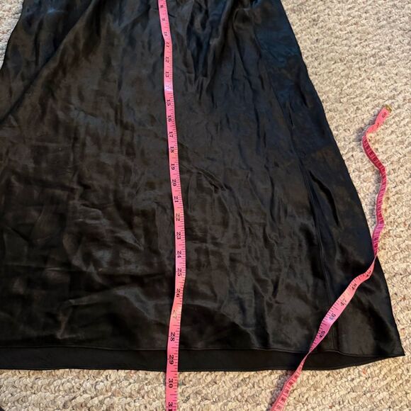 VINCE Satin A-Line Midi-Skirt in Black- Size Medium - Picture 7 of 12